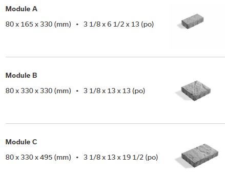 Dimensions pavé mondrian 80